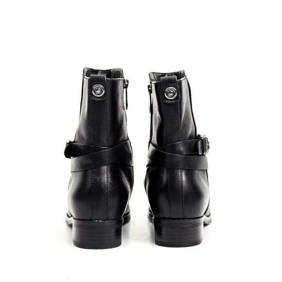 Blondo Women Black Leather Waterproof Strap Moto Zip Ankle Boots sz 8.5 - Picture 3 of 7